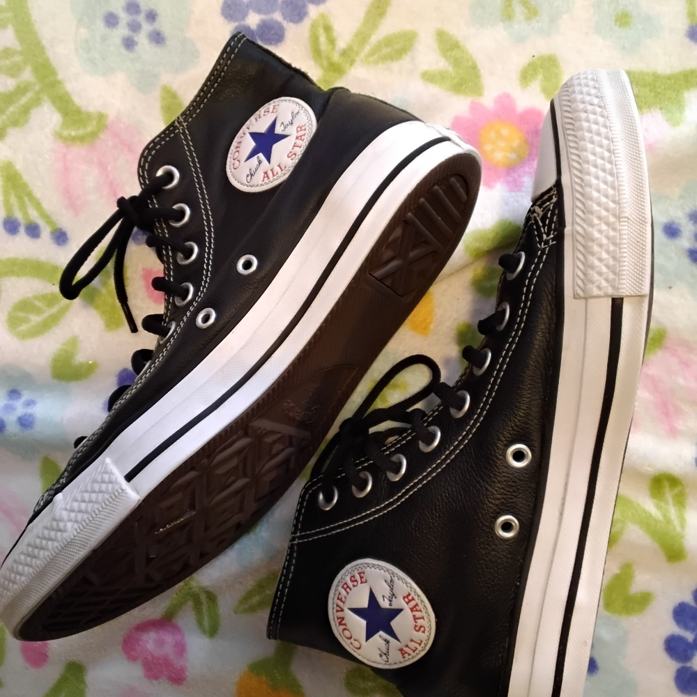 Converse Unisex black high top leather sneakers men's size 6.5 Women’s 8.5 8 1/2 - Picture 6 of 6